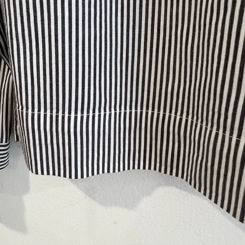 J. Crew women long sleeve striped shirt blouse top with pocket black white small